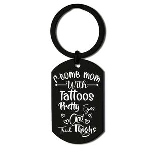 3/$25 F Bomb Mom With Tattoos Pretty Eyes and Thick Thighs Keychain NEW
